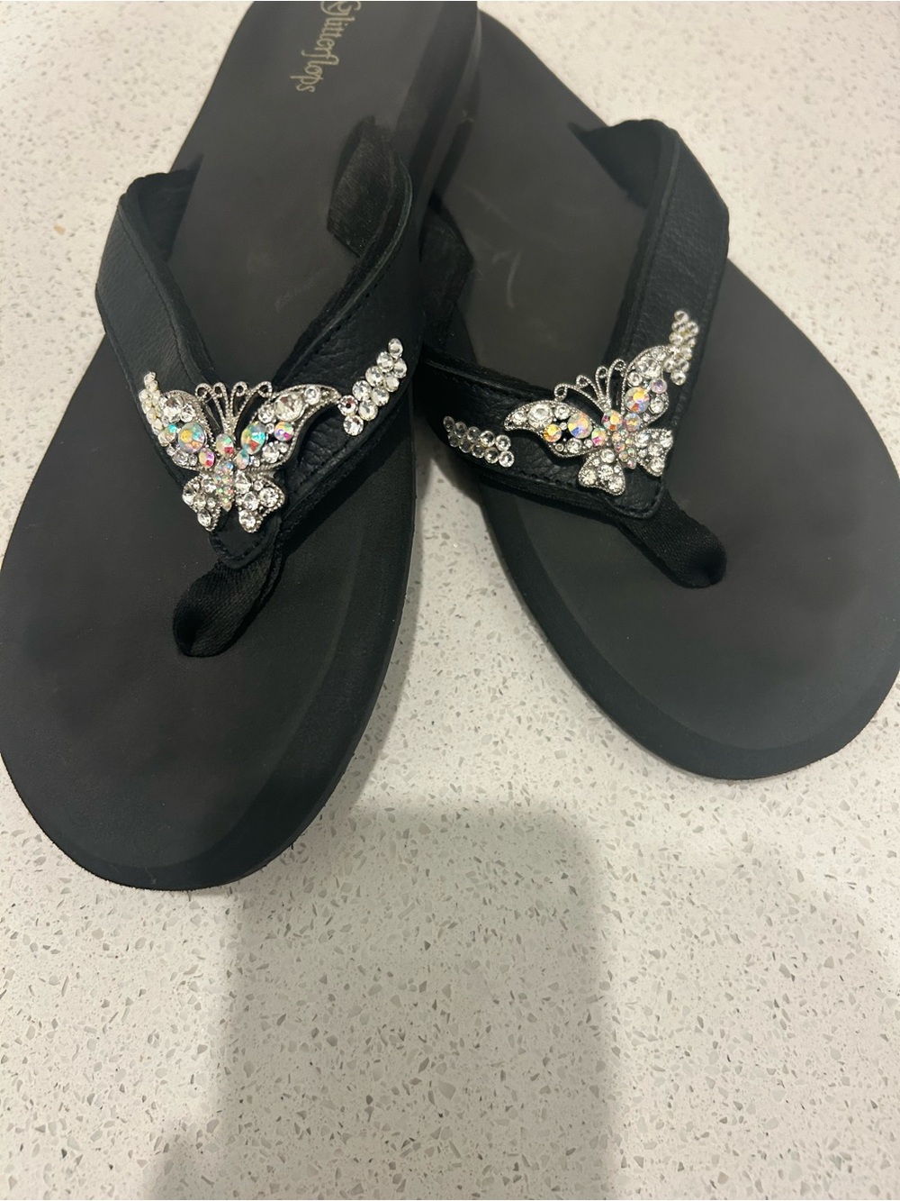 Glitter Flops Rhinestone Butterfly Sandals